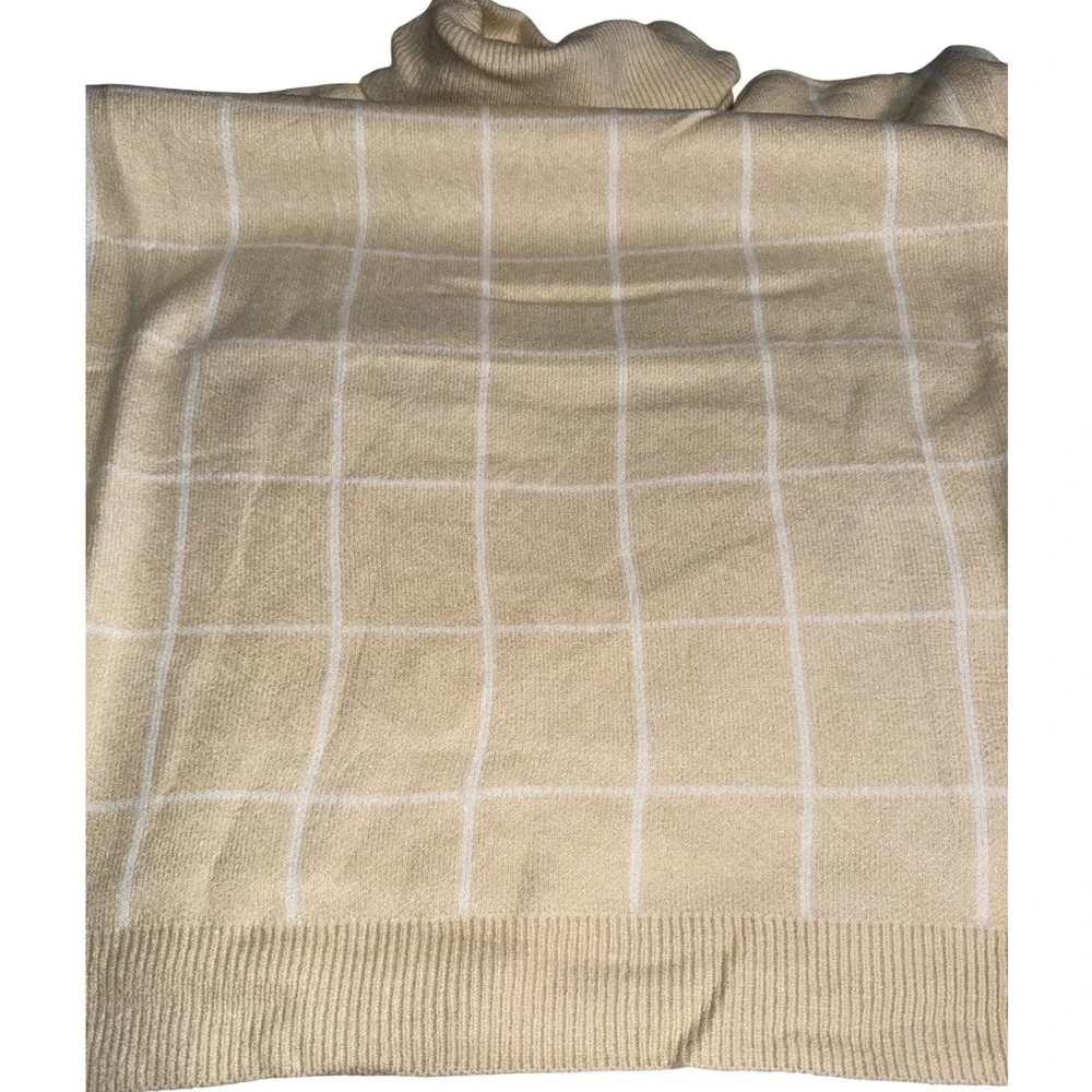 Andree by Unit Cream White Windowpane Grid Turtleneck 2XL, Soft, minimalist, NWT - Picture 3 of 11